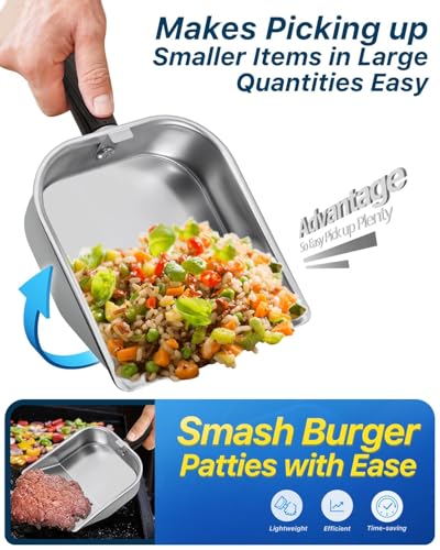 Griddle Scoop for Blackstone with a Any-Edge Hook, Stainless Steel Griddle Portable Food Mover for Stir Fry and Move Food, Classic & Sifting Grill Shovel, 2 Pack - color: Classic & Sifting Scoop, size: 2 Pack