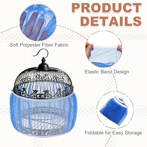Bird Cage Seed Catcher, Bird Cage Net Cover Seeds Guard, Universal Birdcage Accessories, Blue, Circumference 59.1"-78.7", Height 13.8" for Parrot Cockatiel Enclosures - color: Blue, size: Circumference 59.1"-78.7", height 13.8"