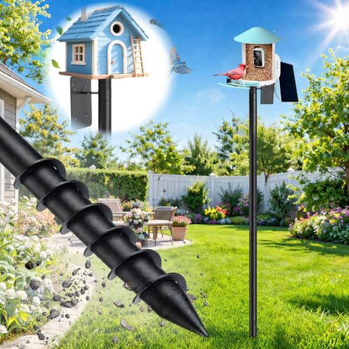 Heavy Duty Bird Feeder Pole - 117" Extra Tall Bird House Stand Outdoor, Anti-Tip Auger & Stable Mount for Smart Camera Birdfeeder,Bluebird House, Bird Buddy, Birdfy - size: 117''