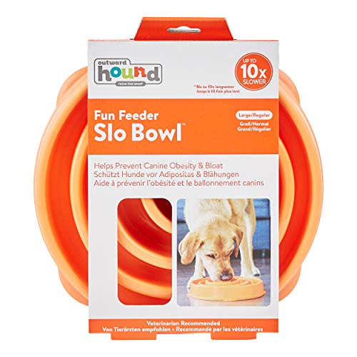 Outward Hound Fun Feeder Slo Bowl – Large 4‑Cup Capacity,Slow Feeding,Medium to Large Dogs,Non‑Slip,Orange,Swirl Pattern,(Pack of 6) - color: Orange, size: Large (Pack of 6)