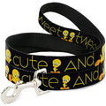Looney Tunes Dog Leash | Tweety Bird Poses Cute And Sweet Black Yellow Durable Stylish For Walks - size: 6 Feet Long - 1/2" Wide