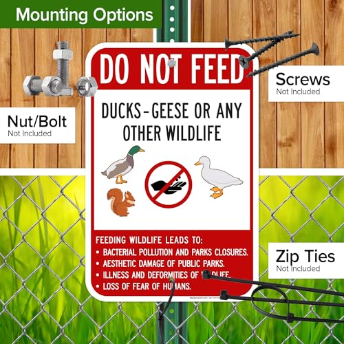 Do Not Feed Ducks Geese Or Any Other Wildlife Sign Sign, 12x18 Inches, Rust Free .063 Aluminum, Fade Resistant, Made in USA by My Sign Center - size: 12x18 Aluminum