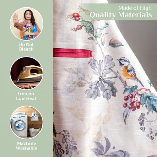 Maison d' Hermine Aprons for women with Pocket 100% Cotton (27.50"x31.50") | Adjustable Neck Strap & long ties Apron Men Chef Wedding Cooking Gardening Server Maid - color: 049 - Equinoxe - Beige