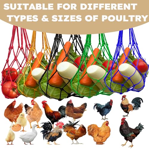 Chicken Vegetable Hanging Feeder 2PCS - Reusable Poultry Feeding String Bag, No Waste Enrichment Feeder for Hens Ducks Coops, Chicken Toy for Coops(Green) - color: Green