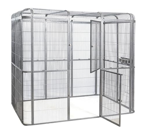 SENY Heavy Duty Walk-in Bird Aviary Cage, Metal, Expandable, 79x86x62 Inches, for Parrots, Macaws, Cockatoos, Reptiles, Dogs (Wire Size: 0.20", 86" L x 62" W x 79" H) - size: 86.0"L x 62.0"W x 79.0"H