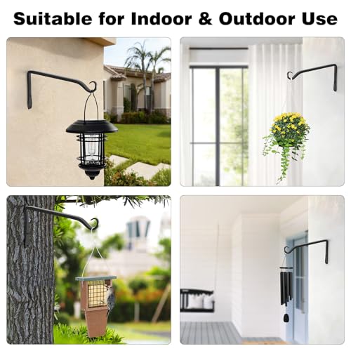 Gtongoko 8" Heavy Duty Outdoor Plant Hanger Wall Bracket, 2 Pack | 44lb Capacity,Rust-Resistant Finish,Easy Installation,Fit Hanging Baskets,Ideal for Bird Feeders & Lanterns - size: 8 Inch, style: L-shape