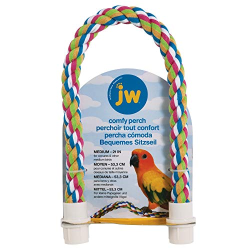 JW Pet Comfy Perch For Birds Flexible Multi-color Rope, Medium - 21" Length - size: Medium, style: 21"