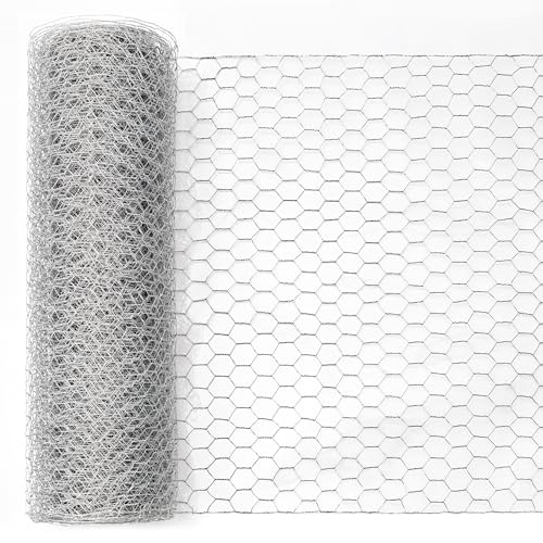 Sliver Chicken Wire 18 inch(H) x 100 ft(L), Anti-Rust Hexagonal Galvanized Metal Garden Netting for Floral Arrangements, Powder Coated Chicken Wire Coop for Crafts Plant Protector Pet Rabbits Fencing - color: Sliver, size: 18 Inch(H) x 100 Ft(L)