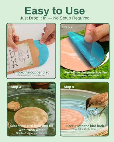 OICEME Bird Bath Purification Disc Pure Copper Outside Winter Solar Power Birdbath Disk Heater Deicer Cage Hanging Bowl Metal Warmer Railing Glass Concrete Ceramic Stone Stand Outdoor Fountain Station - color: Copper 2PCS Birds