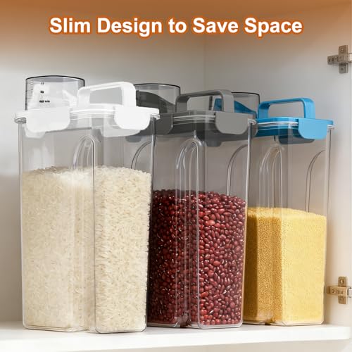 Uppetly Dog Cat Food Storage Container, 5-7Lbs Pet Food Containers, Airtight Cat Food Container with Portable Handle & Measuring Cup, Small Animal Dry Food Dispenser for Dogs, Cats and Birds White - color: White