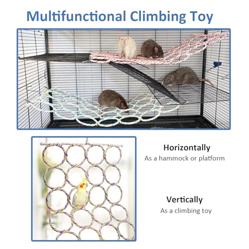 2pcs Parrot Swing Hanging Toys,Rat Climbing Net, Ladder Bridge Hanging Hammock(Random Color)
