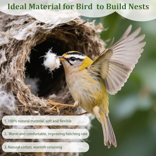 Bird Nesting Material with Wool, 2 Pack Refillable Hummingbird Nesting Material Cage Holder with Natural Cotton for Hummingbird Nest, Gift for Bird Lover, Nesting Balls Birds for Outdoor (Red Cage)