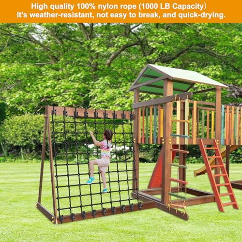 Climbing Cargo Net for Kids & Adults 80" x 139" Nylon Climbing Rope Net No Knots Safety Climbing Ladder Net for Swing Set, Treehouse Bridge, Ninja Obstacle Course, Playground, Backyard Playset Black - color: Black - 80" X 139"