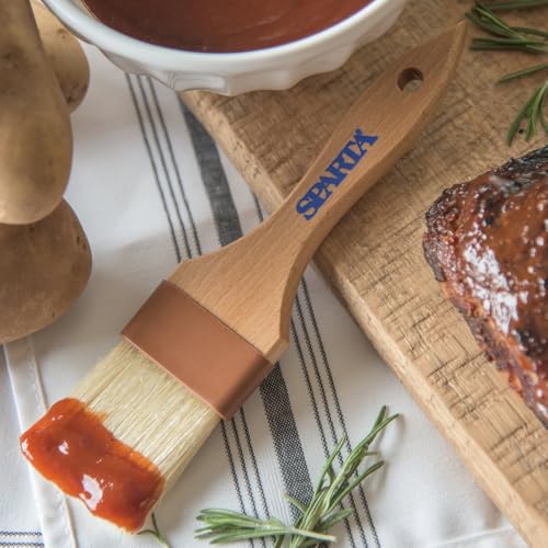 SPARTA Kitchen Basting Brush – 4037600 Basting Brush for Cooking Flat Boar Bristle Brush, Hardwood Handle for Kitchens, Restaurants, Catering, High Heat Food Prep, 4in - size: 9.25" x 4" (Pack of 1)