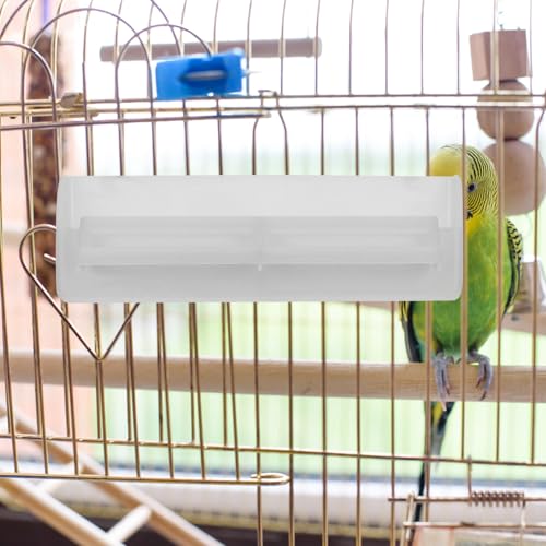 KALLORY 2pcs Automatic Hanging Bird Food Feeder Tray with Anti-Splash Design for Outdoor Garden Use, Suitable for Parrot and Cockatiel Feeding, Sturdy Bird Food Dispenser