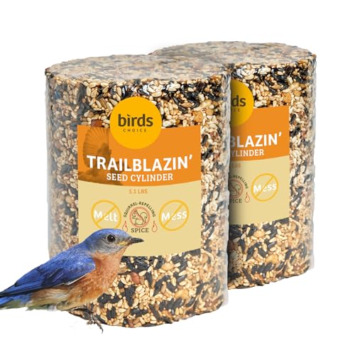 Birds Choice Trailblazin' Spicy Bird Seed | Squirrel Proof Wild Bird Food with Red Pepper | High-Energy Black Oil Sunflower Seeds, Peanuts & Safflower | High Protein & Fat Feeders | 5.1 lbs (2-Pack) | Squirrel Resistant Red Pepper Blend of Black Oil Sunfl