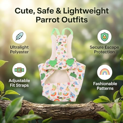 Haofy Parrot Flight Suit Lightweight Adjustable Bird Harness with Backstrap Design Safe Escape Proof for Outdoor Travel Cute Parrot Outfit Wings Free Movement (Style 1) - size: Style 1