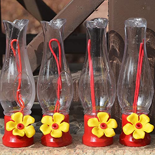 Mini Hummingbird Feeder 4 Pack 2.3oz Small Nectar Plastic Red Cute Hummingbird Feeders with Hanging Wires for Outdoor (Tulip Tube) - style: Tulip Tube
