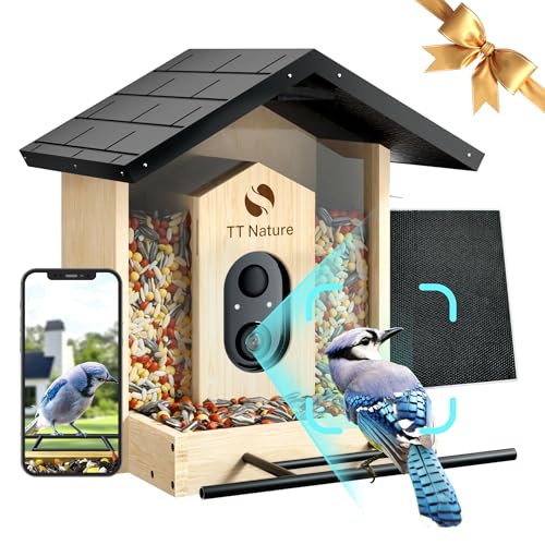 Bird Feeder with Camera Solar Powered, Upgraded 1.5L Smart Bird Feeder Camera for Bird Watching, Auto Capture & Instant Real-time Notifications, Ideal Gift for Bird Lovers