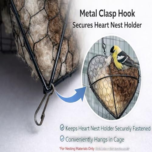 Handmade Alpaca Fiber Bird Nesting Heart,Hummingbird Houses Art Bird nest Box &Wild Birds nest Material Holder Outdoor Garden,Gift for Bird Lovers(1PCS) - color: Undyed Natural