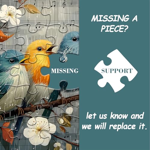 Bird Puzzles for Adults 1000 Pieces, Nature Puzzle with Flowers, Songbirds on Tree Branch Scene Landscape Jigsaw Puzzles, Challenging Puzzles for Adults