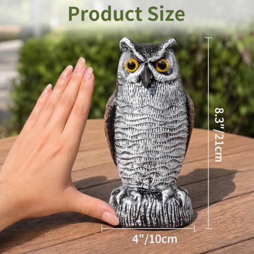 OFFO Fake Owls, Plastic Owl Statue to Decorate The Garden, Porch Pool Patio Yard, Halloween Decorations for Outdoor Garden, 8.3-Inch Height, Brown and White - color: Round Ear Owl Brown, size: 8 in