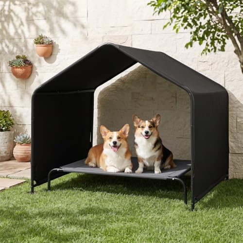 Large Dog Shade for Outdoor,4.2' x 3.8' x 3.5' Pet Tent Canopy | PU Coating | Waterproof | Robust Metal Frame | Ground Stakes Included | Ideal for Medium & Large Dogs |