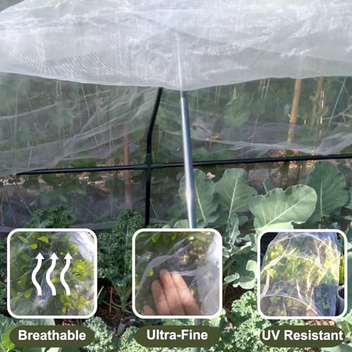 Rohuis Garden Netting Pest Barrier, 10x50 FT Ultra Fine Mesh Insect Netting | Plant Row Cover for Raised Beds, Vegetables, Blueberry Bushes and Fruit Trees,Use for Greenhouse,Seedlings,Porch and Balcony