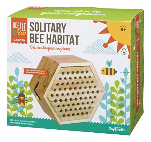 Toysmith Beetle & Bee Solitary Habitat Kit, Wooden Outdoor Science Toy | Kids Outdoor Toy, Bee House Craft, Garden Kit Learning, 13 FSC Wood Pieces, No Glue Hardware, Age 8+ Pollinator Activity - style: Solitary Bee Habitat