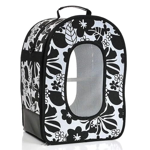 A&E CAGE COMPANY 001376 Happy Beaks Soft Sided Travel Bird Carrier Black, 14.5X10.5X7 in