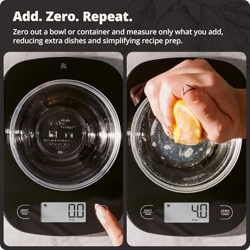 Greater Goods Food Scale, Slim & Compact Build, 1g Precision (Black Glass) | Digital Kitchen Scale for Cooking, Meal Prep & Portion Control, Tare, Auto Shut-Off, g/oz/lb/ml Conversion & Calorie Tracking - color: Black Glass