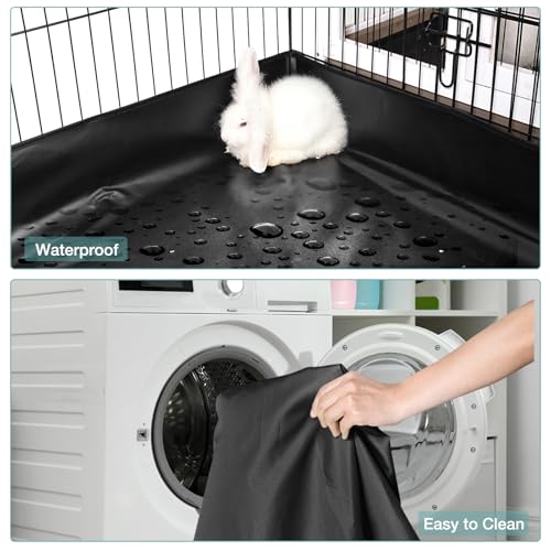 Rabbit Playpen，Small Animal Cage with Waterproof Mat, 48" L*48" W*24" H Metal Hedgehog with Door, C&C Cage for Guinea Pigs, Bunny, Hedgehogs, Chinchillas(Playpen Only) - color: Black
