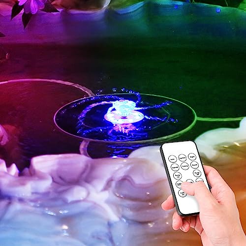AISITIN 3.5W Solar Fountain Remote Control, LED Colorful & 3000mAh Battery | Solar Fountain Pump with Bracket and 8 Nozzles, Solar Water Fountain for Bird Bath, Garden, Pond and Outdoor
