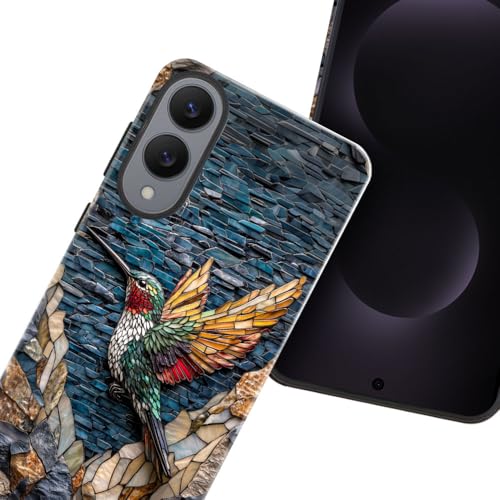 Compatible with Samsung Galaxy S25 Edge Case,Glossy Case All-Round Protection Shockproof Anti-Scratches TPU Cover,Cases for Man Woman-Hummingbird Stained Glass - color: Hummingbird Stained Glass, size: Galaxy S25 EDGE