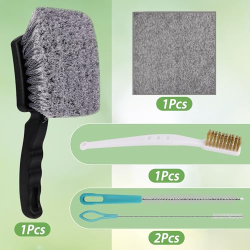 5P Bird Bath Brush Kit, Hard Silk Bristle Bird Bath Cleaner Brush | 1P Hard Silk Bristle Bird Bath Brush, 2P Hummingbird Feeder Scrub, 1P Steel Wire Scrub, 1P Clean-cloth For Bird Bath Cleaner
