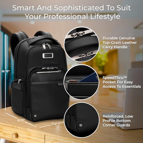 Briggs & Riley Medium Cargo Backpack for Women & Men - Laptop Backpack, For Work & Travel, Lightweight & Durable, Padded Straps, Fits up to 15" Laptop - @work Collection, Black - color: Black, size: Medium Cargo Backpack