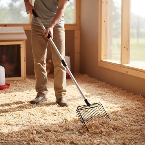 Adjustable Metal Poop Scoop- 3-in-1 Design as Scooper & Rake, Litter Sifting Shovel for Cleaning Chicken Coops, Farms, Stables, Sheep Pens, and Cat Litter
