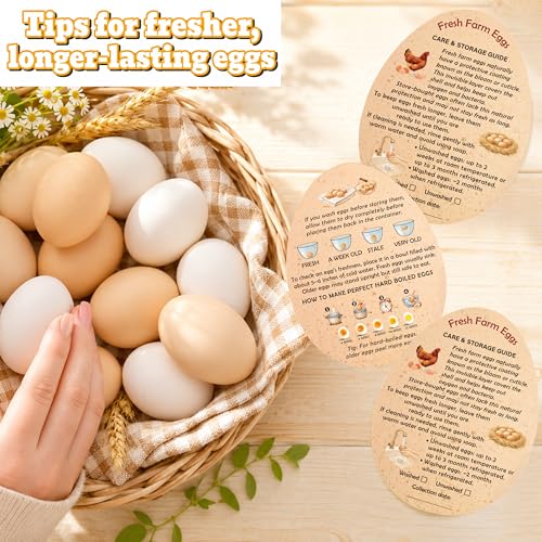 255PCS Fresh Farm Egg Handling Instruction Cards - Premium 2.7 X 3.5 Inches - Eggs Shape Style - Egg Stamps for Eggs Care Egg Cartons Cheap Bulk - Egg Stamps for Fresh Eggs for Egg Cartons Reusable
