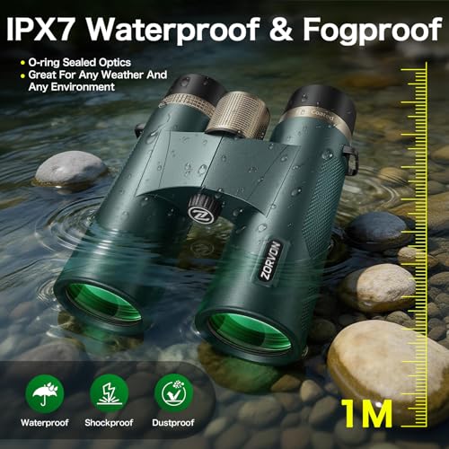 10x42 HD Binoculars for Adults, High Powered Binoculars with BAK4 Prism, Low Light Vision, Easy Focus, Waterproof Binoculars with Large Eyepiece for Bird Watching, Alaska Cruise, Hiking, Hunting - color: Green
