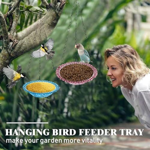 4 Pack Hanging Bird Bath Feeder Tray 15.7 Inch Metal Chain Weather Resistant Outdoor Bird Bowl for Garden Backyard Wild Birds (4Pack) - color: 4Pack