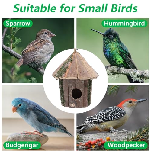 Wooden Bird House 7.09x5.12x5.51in Hanging Birdhouse with Predator Guard for Outdoor Garden Backyard Decor