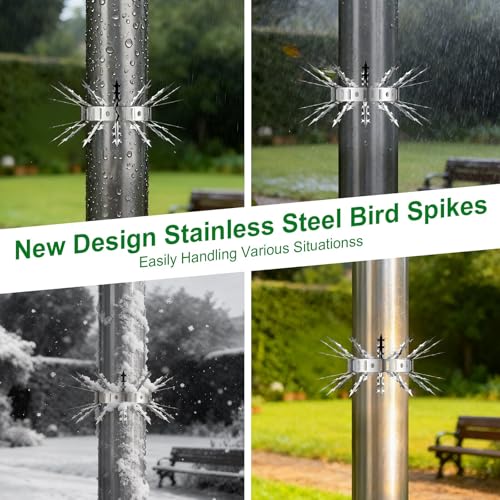 Bird Spikes for Outside 5 Pack 3.2 FT Stainless Steel Deter Pigeon Squirrel | Made of durable stainless steel, effective deterrent for pigeon, squirrel, cat, raccoon and snake - size: 3.2 FT