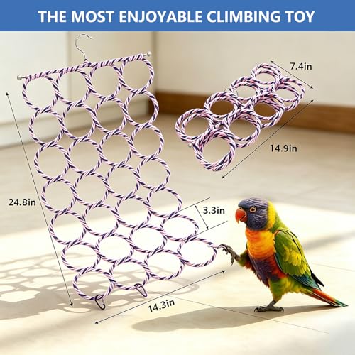 2 Pack Swing Hanging Toys,Bird Climbing Rope Net Ladders Small Medium Pet Activity Toy Suitable for Parakeet,Cockatiel,Cockatoo,Hamster,Rat,Ferret(Random Color) - color: Gold