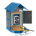 Bird Feeder with Camera with AI Identify Species, Wild Bird Watching, 2K Live View, Instant Arrival Alerts with 5W Solar Powered-Soliom BF08 Metal Blue - color: Blue Large