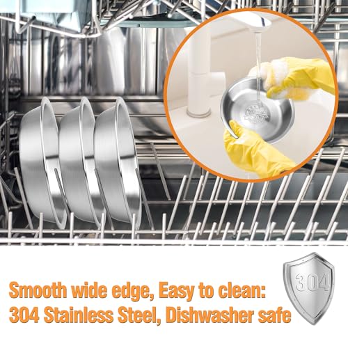 6 Pcs Stainless Steel Cat Bowls, Metal Shallow Cat Bowls Whisker Friendly | 5.5Inch Shallow Wide Cat Food Dishes, Replacement Basic Cat Plates
