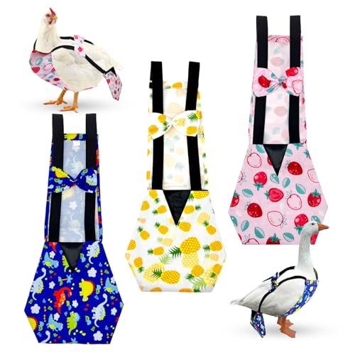 3 Pieces Chicken Diapers for Hens Pet Duck Diapers Reusable Chicken Diapers Chicken Clothes Accessories with Bow Tie for Poultry (M) - size: M