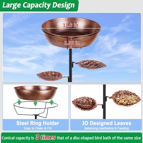 Metal Outdoor Bird Bath, Rust-Proof Removable Bowl for Garden Decor Bronze | Freestanding Birdbath & Birdfeeder with Heavy-Duty Base, Bird Bowl for Lawn Patio Yard Bird Feeding Decor, Easy to Install - color: Bronze