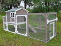 PetsCosset 95.3" L Portable Chicken Coop Tractor Hen House with Nesting Box,Chicken Coops Chicken House,2 Story Wooden Indoor Outdoor Poultry Cage for 3-5 Chicken with 6 Access,Pull-Out Tray,Grey - size: 95.3" L - Grey
