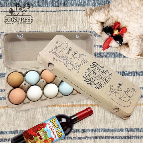 Best Life Egg Cartons – 12-Pack – Funny Egg Carton with Relaxing Hen Design – Giftable, Eco-Friendly Cartons for Backyard Eggs