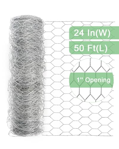 Garden Poultry Chicken Wire Netting - 24 '' × 50 ' Garden Fence Animal Barrier, Chicken Wire for Crafts, 1 inch Mesh Poultry Netting Fence, Pet/Rabbit/Chicken Wire Fencing - size: 24 inchx50 Ft